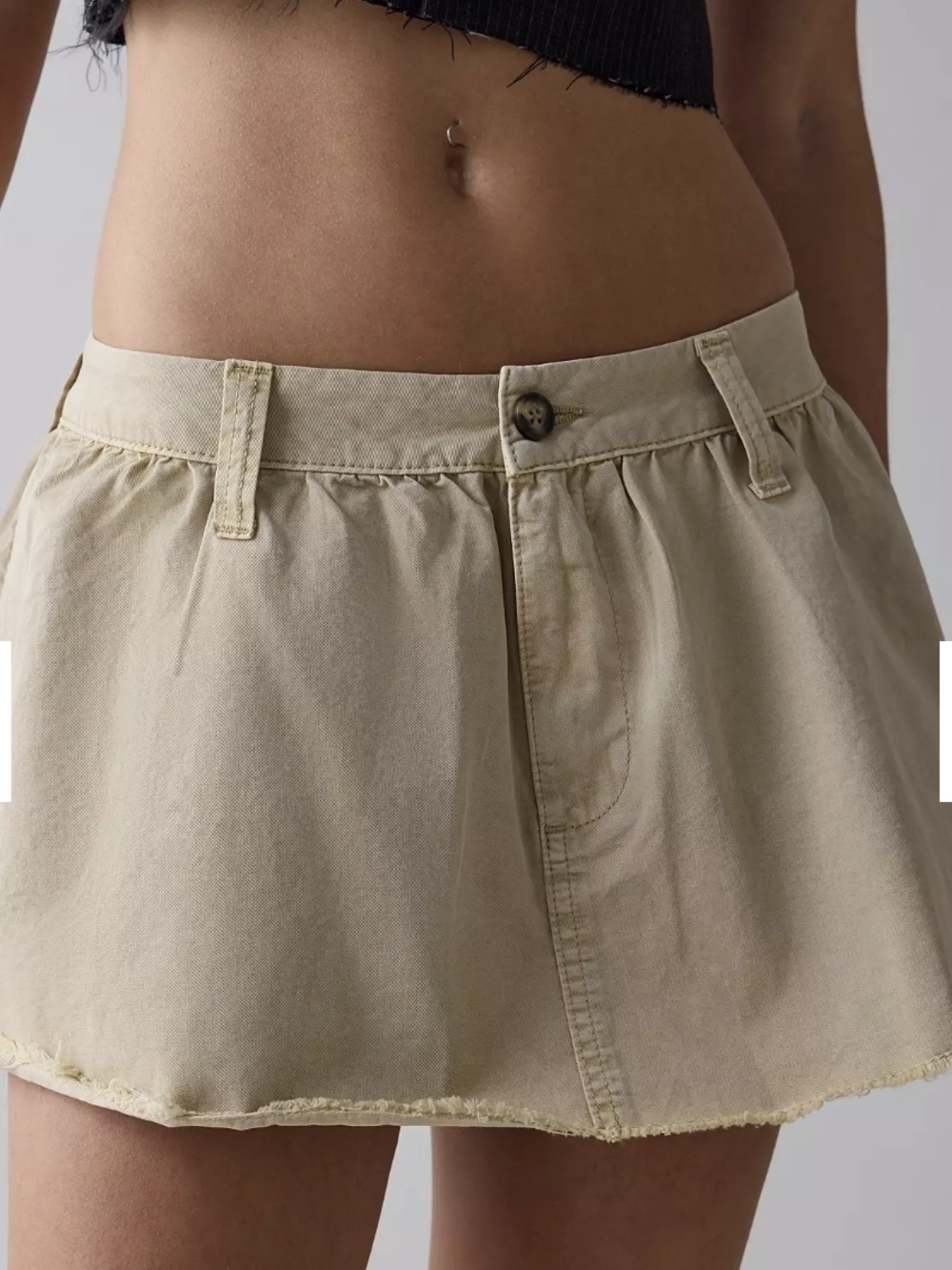 BDG ultra mini  Skirt Women Xl Beige Flare Pleated Elastic Waistband Pocket